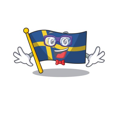 Geek bayrak İsveç karikatür izole