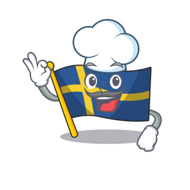 Şef bayrak İsveç karikatür izole