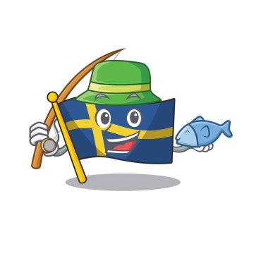 Maskot şekli ile Balıkçılık bayrağı İsveç