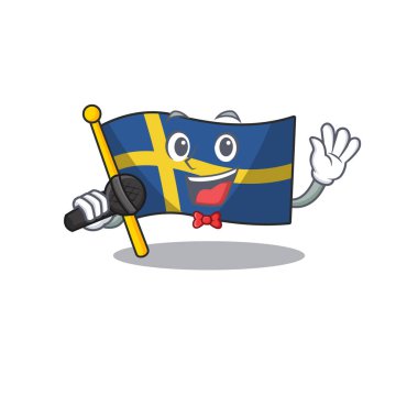 Maskot şekli ile Şarkı bayrağı İsveç