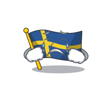 Maskot şekli ile Ağlayan bayrak İsveç