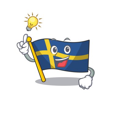Bir fikir İsveçli bayraklar karakter direği üzerinde çırpınma var