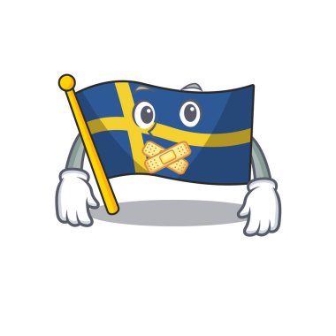 Sessiz İsveçli bayraklar karakter direğinde çırpınıyor