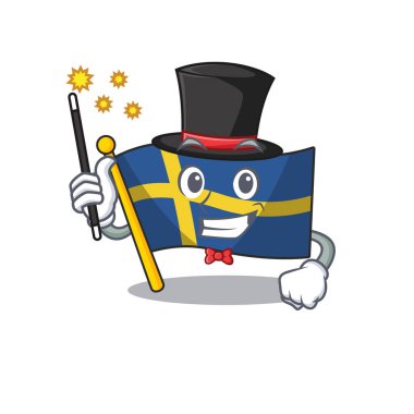 Sihirbaz İsveçli bayraklar karakter direğinde çırpınıyor