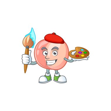 Ressam karikatür şeftali beyaz arka plan izole