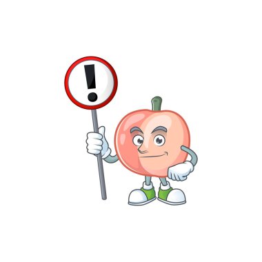 Beyaz arka plan üzerinde izole işareti karikatür şeftali ile