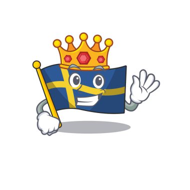 Kral İsveçli bayraklar karakter direğinde dalgalanıyor