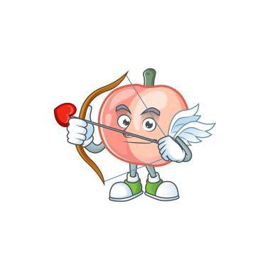 Cupid karikatür şeftali beyaz arka plan üzerinde izole