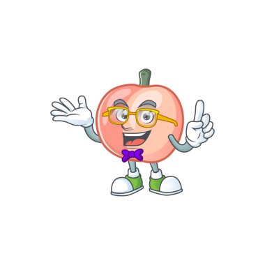 Sevimli ifade için Geek şeftali karakter maskotu