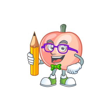 Sevimli ifade için Öğrenci şeftali karakter maskotu