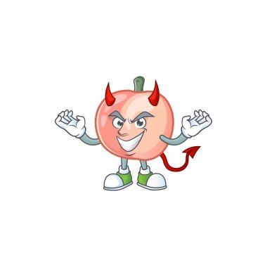 Sağlıklı meyve için Devil bütün şeftali karikatür
