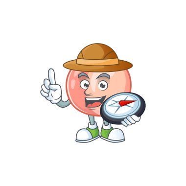 Sağlıklı meyve için Explorer bütün şeftali karikatür