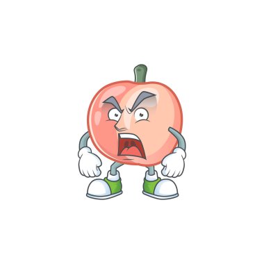 Sağlıklı meyve için Kızgın bütün şeftali karikatür