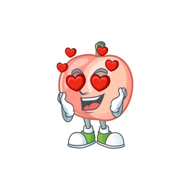 Sağlıklı meyve için aşk bütün şeftali karikatür