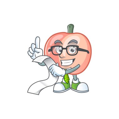 Sağlıklı meyve için menü bütün şeftali karikatür ile