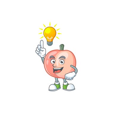 Maskot ile bir fikir meyve şeftali taze karakter var