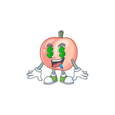 Maskot ile Para göz meyve şeftali taze karakter