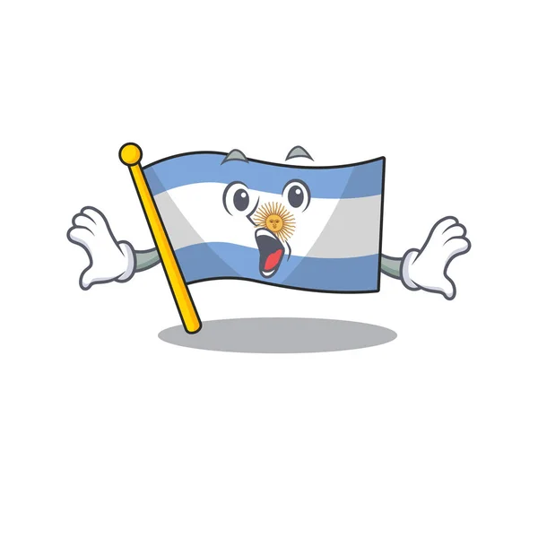 Surpreendido argentina personagem bandeira dobrada acima tabela — Vetor de Stock