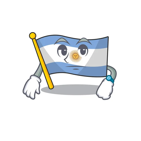 Várakozás Argentína kabala zászló tartott rajzfilm fiókban — Stock Vector