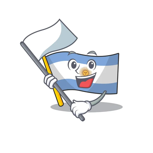 Με σημαία Αργεντινής σημαία μασκότ διατηρούνται στο συρτάρι καρτούν — Διανυσματικό Αρχείο