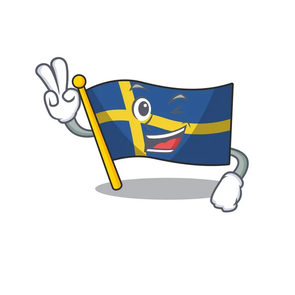 Two finger flag sweden isolated in the cartoon — Stock Vector