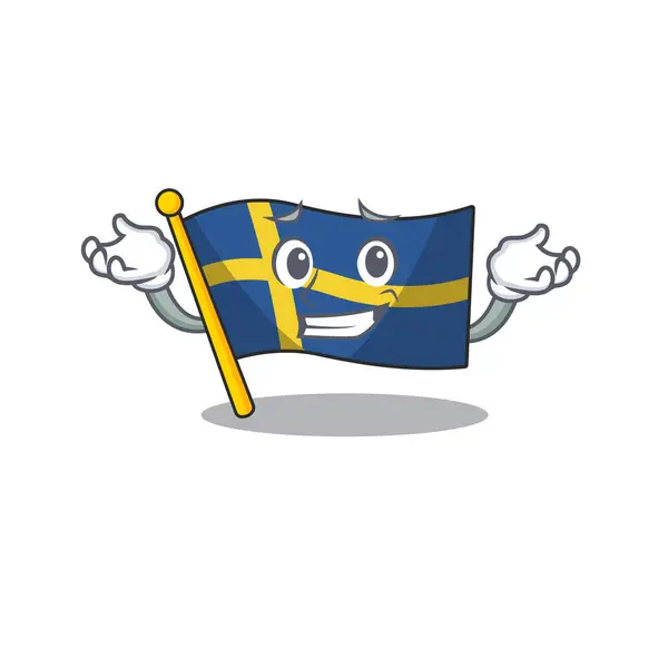Bandera sonriente sueca aislada en la caricatura — Archivo Imágenes Vectoriales