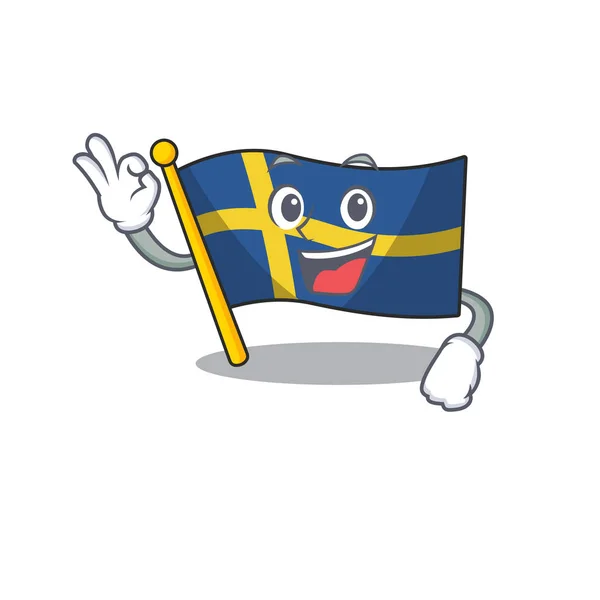 Tamam bayrak İsveç karikatür izole — Stok Vektör