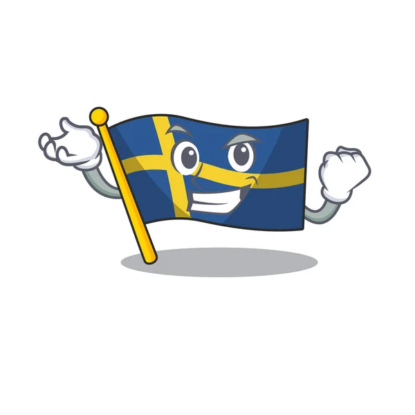 Erfolgreiche Flagge Schweden isoliert in der Karikatur — Stockvektor