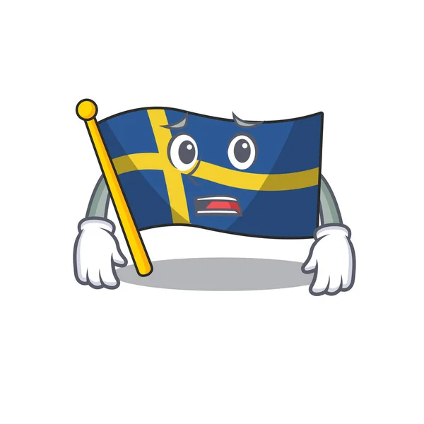 Afraid flag sweden with the mascot shape — Stock Vector