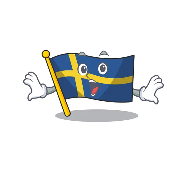 Удивлённый флаг Швеции с формой талисмана — стоковый вектор