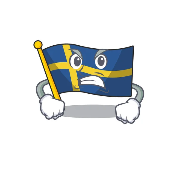 Angry flag sweden with the mascot shape — Stock Vector