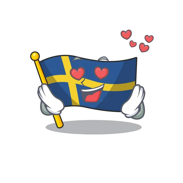 Szerelmes lobogó Svédország a Kabala alak — Stock Vector