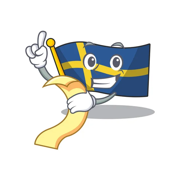 Med meny flagga Sverige med maskot form — Stock vektor