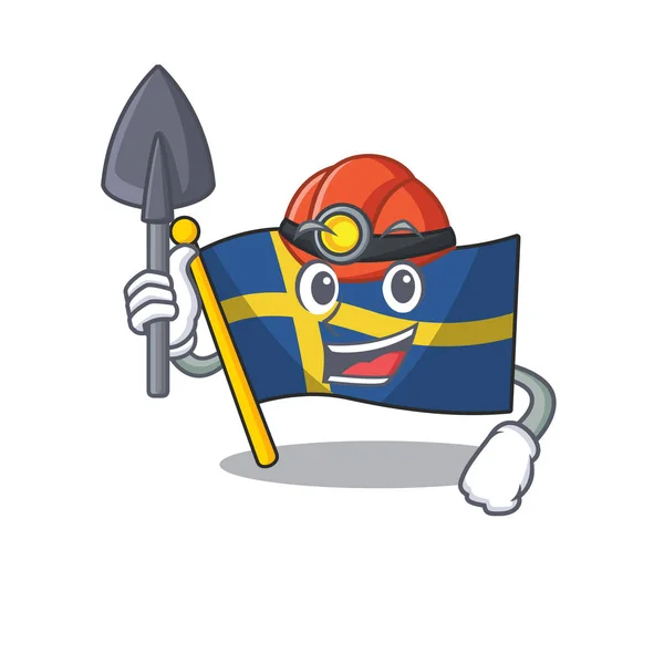 मास्कॉट आकार खाण ध्वज स्वीडन — स्टॉक व्हेक्टर