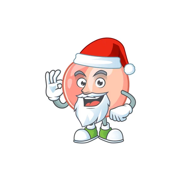 Santa-Frucht-Pfirsich frischen Charakter mit Maskottchen — Stockvektor