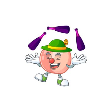 Maskot ile meyve şeftali taze karakter hokkabazlık