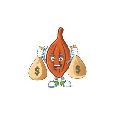 Sembol maskotu ile para çantası tohumları choco karikatür ile
