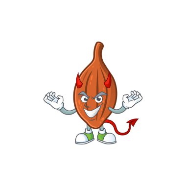 Beyaz arka planda Devil choco badem çizgi film karakteri