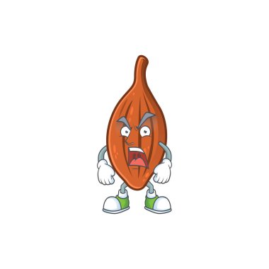 Beyaz arka planda Kızgın choco badem çizgi film karakteri