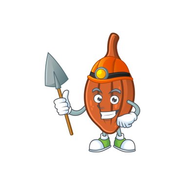 Beyaz arka planda Madenci choco badem çizgi film karakteri