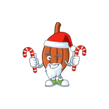 Karakter maskot tarzı ile şeker karikatür choco ile Santa