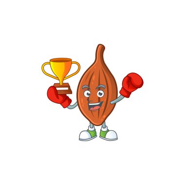 Karakter maskot tarzı ile Boks kazanan karikatür choco