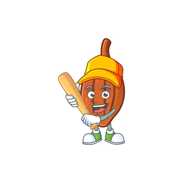 Jogando sementes de beisebol choco desenhos animados com mascote símbolo — Vetor de Stock