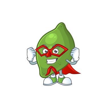 Süper kahraman kireç taze karikatür maskotu için sevimli