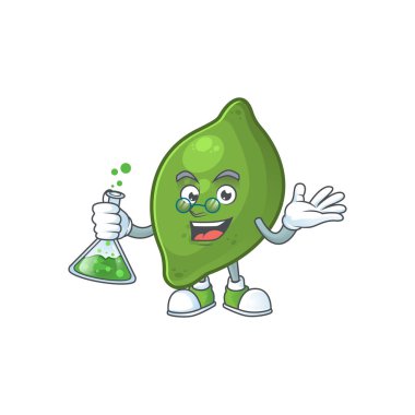 Profesör kireç karikatür maskotu için taze sevimli