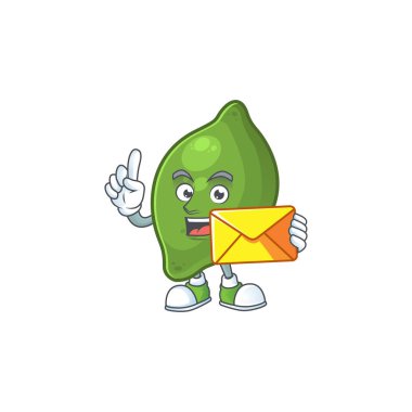 Karikatür maskotu için zarf kireç taze sevimli ile