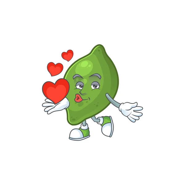 Con corazón lindo limón de frutas para ingrediente sabroso — Vector de stock