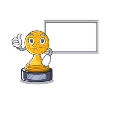 Karakter izole kurulu voleybol kupa ile Thumbs up