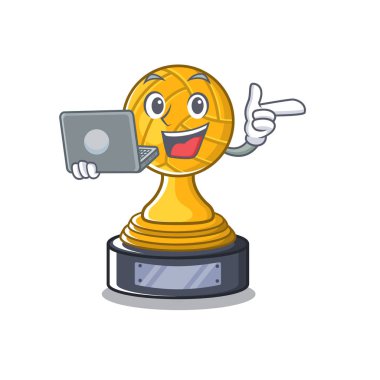 Karakter izole dizüstü voleybol kupa ile