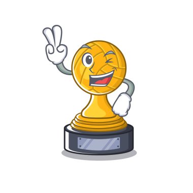 Maskot dolabında iki parmak voleybol karikatür kupa